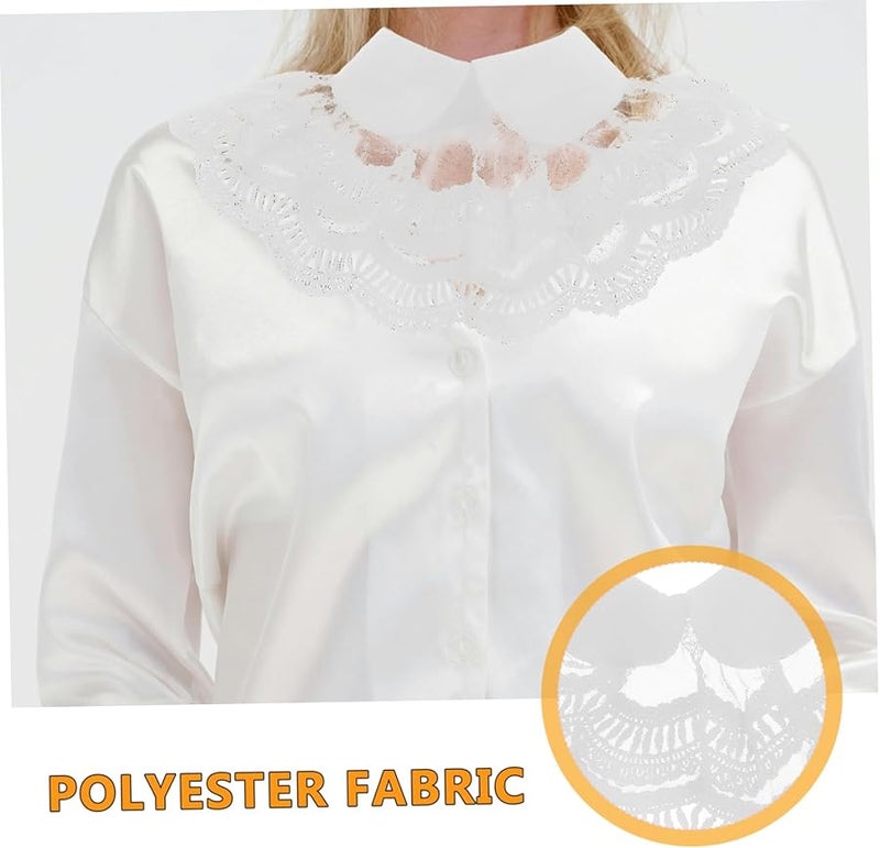 طوق قميص مزيف قابل للفصل باللون الأبيض للنساء - Image 3